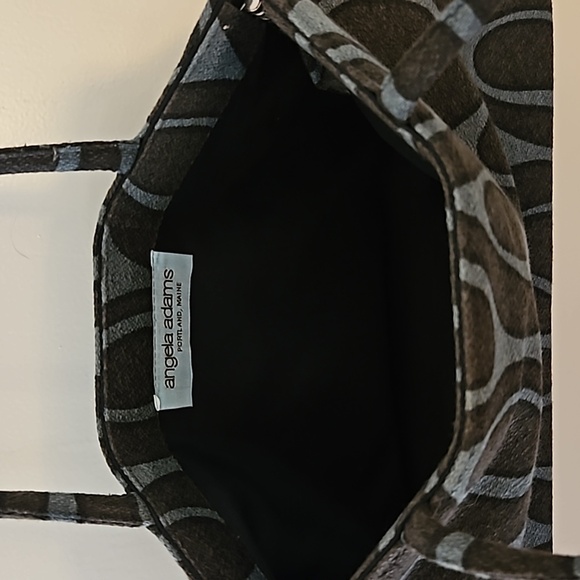 VTG ANGELA ADAMS Designer Cloth Mod Kiss Closure Double Handle Carpet Bag - Picture 4 of 5